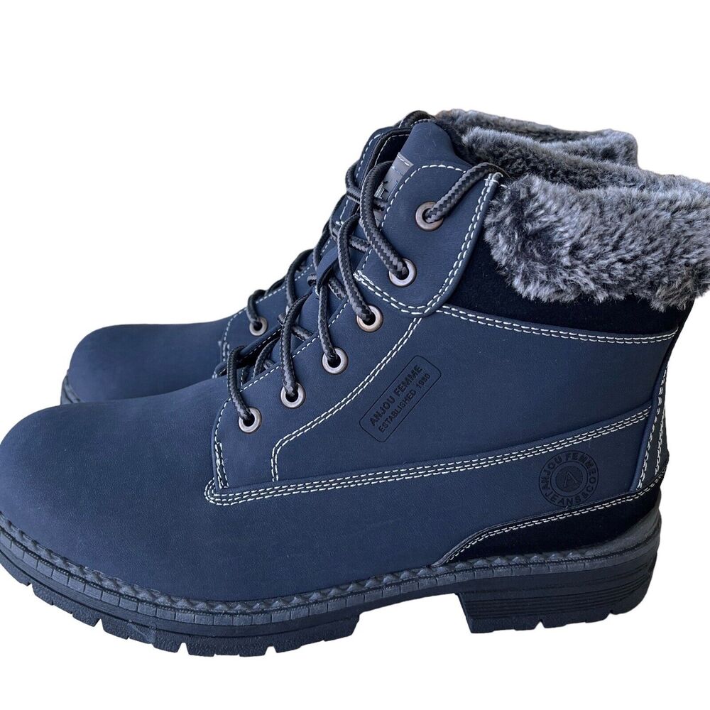 Cestfini Boots Anjou Femme Women's Sz 9 NEW Navy Black Winter Water Resistant